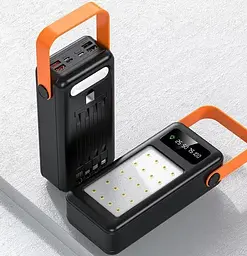 Портативний зовнішній акумулятор Bilintong 50000mAh Power Bank + Led лампа Чорний - мініатюра 6