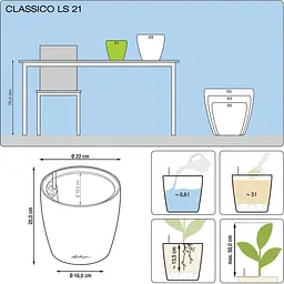 Вазон Lechuza Classico Premium LS 21 срібний (16028) - мініатюра 5