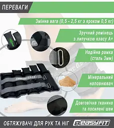 Обтяжувачі для ніг та рук набірні 0,5-2,5 кг (пара) EasyFit fit0024814 - мініатюра 4