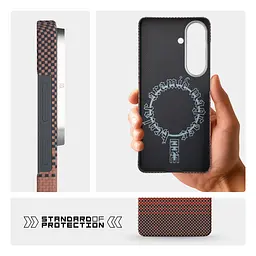 Защитный чехол для Samsung Galaxy S26 5G, BlackIcon Kevlar MagCase, кевларовый, разноцветный, панель, накладка с поддержкой MagSafe, противоударный, защита всего корпуса, усиленные углы, совместим с беспроводной зарядкой, ArmorStandart (ARM90156) - мініатюра 7