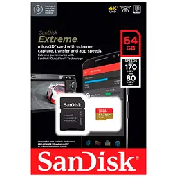 Карта пам'яті SanDisk 64GB microSD class 10 UHS-I Extreme For Action Cams and Dro (SDSQXAH-064G-GN6AA) - мініатюра 5