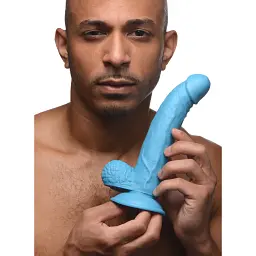 Фалоімітатор Pop Peckers 7.5 Dildo With Balls - Blue, 21.5 см (блакитний) - мініатюра 3