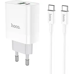 Зарядний пристрій Hoco C80A 1USB +Type-C QC3.0 3.1A White + Cable Type-C to Type-C - мініатюра 3