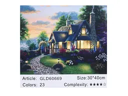 Алмазна мозаїка за номерами Будиночок 60669, 30x40 см