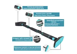 Розсувний розпірний турнік EasyFit BlueGymBar 95-120 см (EF-1634-2) - мініатюра 3