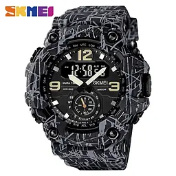 Наручний годинник чоловічий Skmei 1637 Gray Black, 1637GYBK (18442) - мініатюра 2