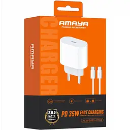 МЗП Amaya E69S PD35W (1USB-C) + кабель Type-C to Type-C White - мініатюра 2