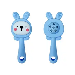 Силіконовий прорізувач-брязкальце "Зайка" Mega Zayka MGZ-0427(Blue)