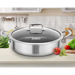 Каструля низька з нержавіючої сталі зі скляною кришкою Heinner Titanium3 4.8 л (HR-MRK-30C) - мініатюра 5