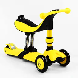 Самокат-велобіг 3 в 1 Best Scooter 32х14х61-75 см Жовтий 000231684 - мініатюра 4