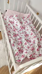 Бавовняна дитяча постільна змінна білизна «Трояндочки» 120х60 см ElLiz Рожевий з принтом
