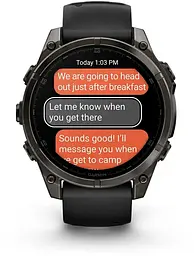 Смарт-годинник Garmin Fenix 8 47mm Solar Sapphire Carbon Gray DLC Titanium w. Black/Pebble Gray S. Band (010-02906-10) - мініатюра 3