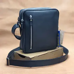 Чоловіча шкіряна сумка через плече GS 22*20*7 см чорна (БМ 001 черн) 200 мм