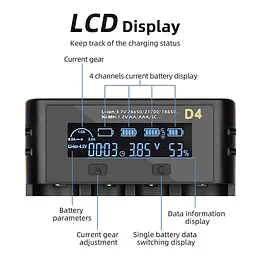 Зарядний пристрій для 4 акумуляторів ESSAGER Battery Charger with LED Indicator For 4 Display - мініатюра 4