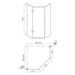 Душова кабіна Volle Neno 90x90 (без піддону) 10-22-170Lglass - мініатюра 2