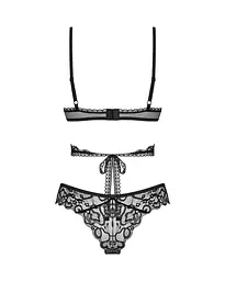 Комплект Obsessive Blomentis 2-pcs set, XS/S, мереживний, ліф із зав’язками на спині, трусики-сліпи - мініатюра 4