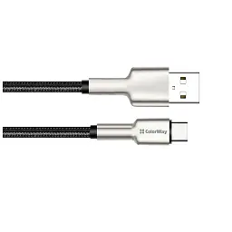 Дата кабель USB 2.0 AM to USB-C 1.0m head metal black ColorWay (CW-CBUC046-BK) - мініатюра 4