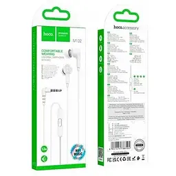 Навушники Hoco Ingenious universal earphones with microphone M102 90 градусів штекер білі - мініатюра 2