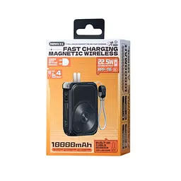Павербанк-адаптер Remax RPP-116 з вилкою та кабелем / 10000 мАг / 22.5 Вт / USB-C,USB-A,Lightning,MagSafe / PD+QC / Чорний - мініатюра 8