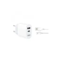 Зарядний пристрій XO L97 (1xUSB-C / 1xUSB / 2.4 А) + кабель USB-A — Micro-USB, білий (XO-L97-MC) - мініатюра 5