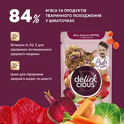 Вологий корм додатковий для котів та собак Delickcious Борщ з яловичиною в соусі 85 г - мініатюра 6