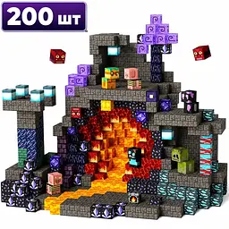 Магнітний конструктор Minecraft 200 шт по грі Майнкрафт Підземелля та лава Mk001019.1 - мініатюра 7