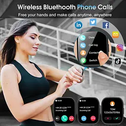 Розумний годинник для чоловіків і жінок Bluetooth, дзвінки, 1,85-дюймовий HD сенсорний годинник з сенсорним екраном та монітором - мініатюра 6