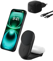 Зарядний пристрій бездротовий UltraCharge 2-in-1 Foldable Magnetic Charging 25Вт чорний Belkin teh0018769