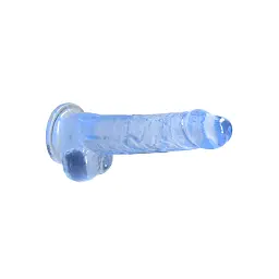 Фалоімітатор RealRock Crystal Clear 8" 21 см (блакитний) - мініатюра 6