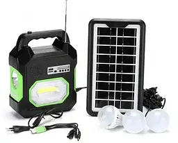 Сонячна зарядна станція GDPlus GD-15 + ліхтар + 3 лампи + Power Bank + FM + MP3