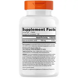 Ніацин Вітамін В3 Doctor's Best Niacin 500 мг 120 таблеток (DRB-00242) - мініатюра 2