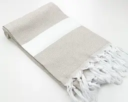 Рушник пештемаль Turkey Towel 100х180 см легкий великий для пляжу басейну бані сауни підстилка на дачу пікнік природу відпустку море ромб бежевий - мініатюра 4