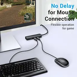 Хаб USB 2.0 -> 3хUSB 2.0 + RJ45 100M Ethernet Vention - мініатюра 5