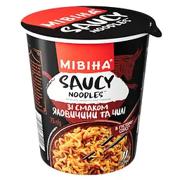Вермішель швидкого приготування Мівіна Saucy Noodle зі смаком яловичина та чилі, гостра 75 г