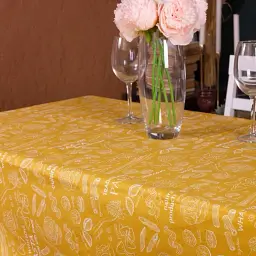Скатертина MirSon №201 Yellow paste 300х130 см рогожка жовта - мініатюра 3