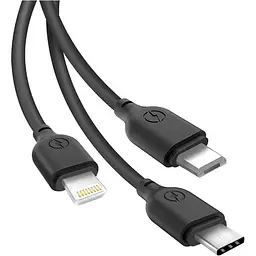 Кабель XO 3in1 micro/type-C/lightning NB103 2.1A/1m Black - мініатюра 2