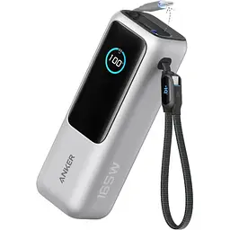 Портативний зарядний пристрій Anker 25000 mAh 165W PD Built-In Double USB-C Cables Silver (7160683)