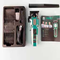 Машинка для стрижки (clipper) VGR V-600 Green, 6 насадок, регулятор висоти, LED display, 7000 RPM - мініатюра 4