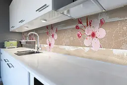 Кухонний фартух Рожеві Квіти Вишні ПВХ наклейка сакура абстракція Бежевий 60х200 см Happy Pocket Z180854 - мініатюра 6