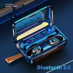 Навушники F9 TWS V5.0 Бездротові сенсорні Bluetooth з індикатором заряду чорні водонепроникні (NB-1) - мініатюра 3