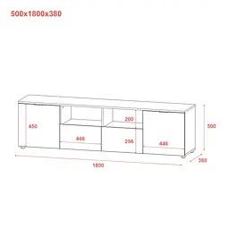 Комод Doros Рон 4 Графіт 2 фасади 2 шухляди 180х38х50 (44900234) - мініатюра 17