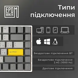 Клавіатура Epomaker EP84 Wisteria Linear White механічна бездротова (EP84-W-WL) - мініатюра 9