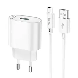 Зарядний пристрій Hoco C109A USB QC 18W білий + кабель USB to Type-C