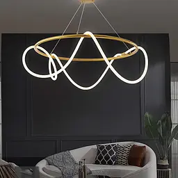 Кільцева латунна люстра з гнучкою LED стрічкою Ø105 см (кільце 80 см) | Арт. Y 410-800 AB | Line F