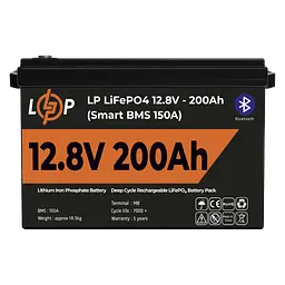 Акумулятор LP LiFePO4 12V (12,8V) - 200 Ah (2560Wh) (Smart BMS 150А) з BT пластик - мініатюра 2