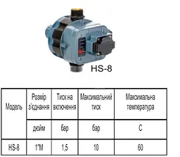 Контролер тиску Gidroteh HS8 1.1кВт 1" з розеткою 30412 - мініатюра 2