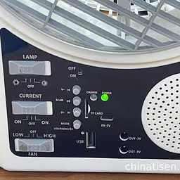 Портативний вентилятор 4в1 із сонячною панеллю, Bluetooth, радіо та LED-підсвіткою · 8″ настільний вентилятор з акумулятором - мініатюра 2