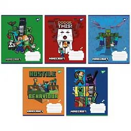 Зошити учнівські 12 аркушів лінія Yes Minecraft Hostile, 25 шт. в упаковці