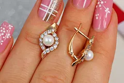 Сережки Xuping Jewelry набуття з перлинами 1,7 см золотисті - мініатюра 3