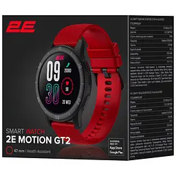 Смарт-годинник 47 mm 2E Alpha Motion GT2 Black-Red - мініатюра 8